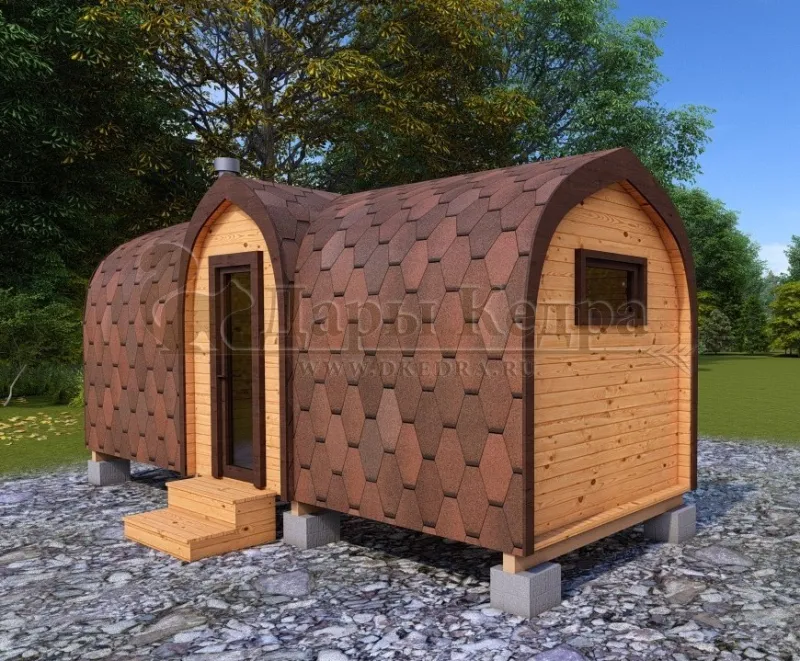 Баня «Викинг» из кедра 6х2,2 метра с боковым входом