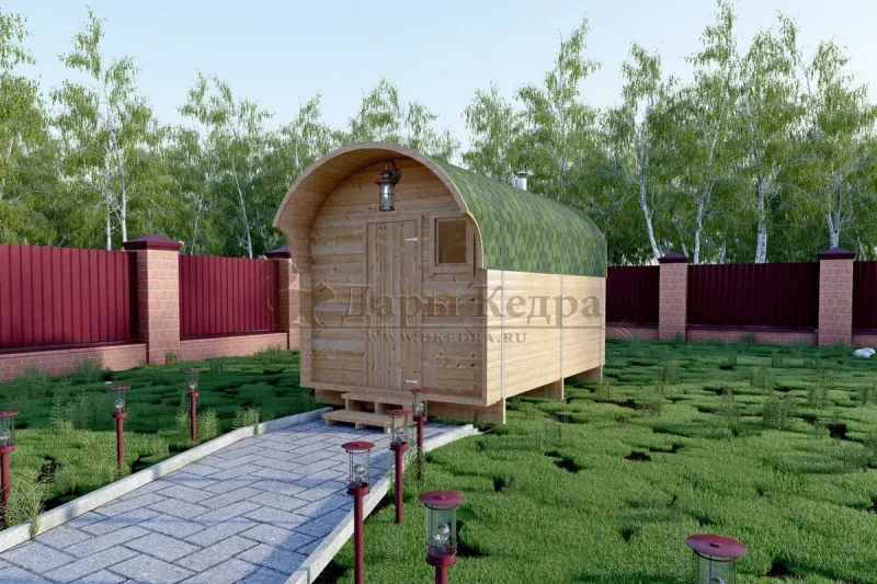 Баня-бочка буханка из кедра 3 метра