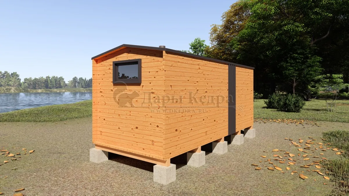 Каркасная баня «Барн» из кедра 5х2,2 метра с боковым входом