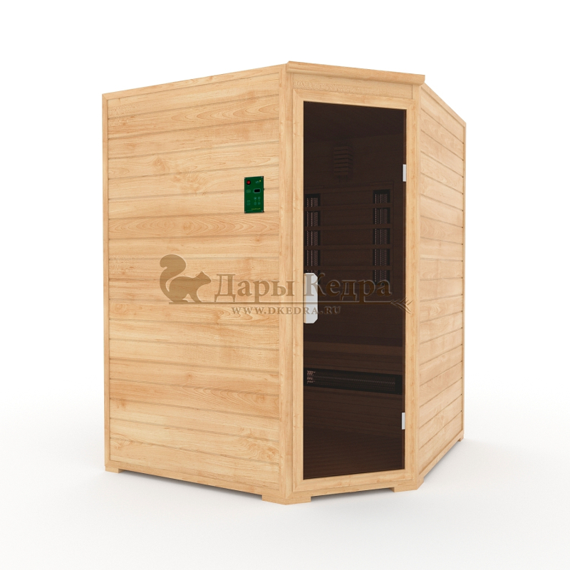 Трёхместная угловая инфракрасная сауна кабина из кедра с керамическими излучателями